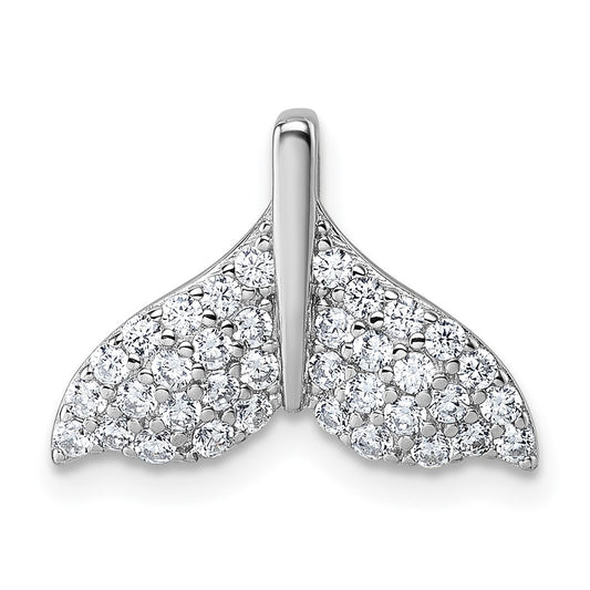 Sterling Silver Rhodium-plated CZ Whale Tail Pendant QG7240P