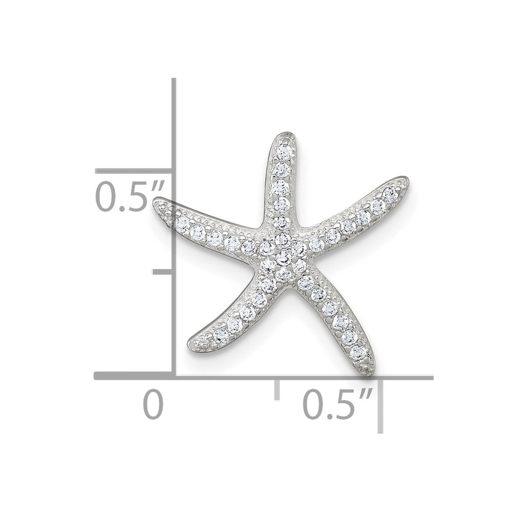 Sterling Silver Polished CZ Starfish Chain Slide Pendant QG7243P
