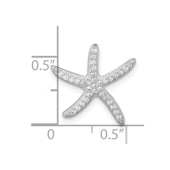 Sterling Silver Polished CZ Starfish Chain Slide Pendant QG7243P