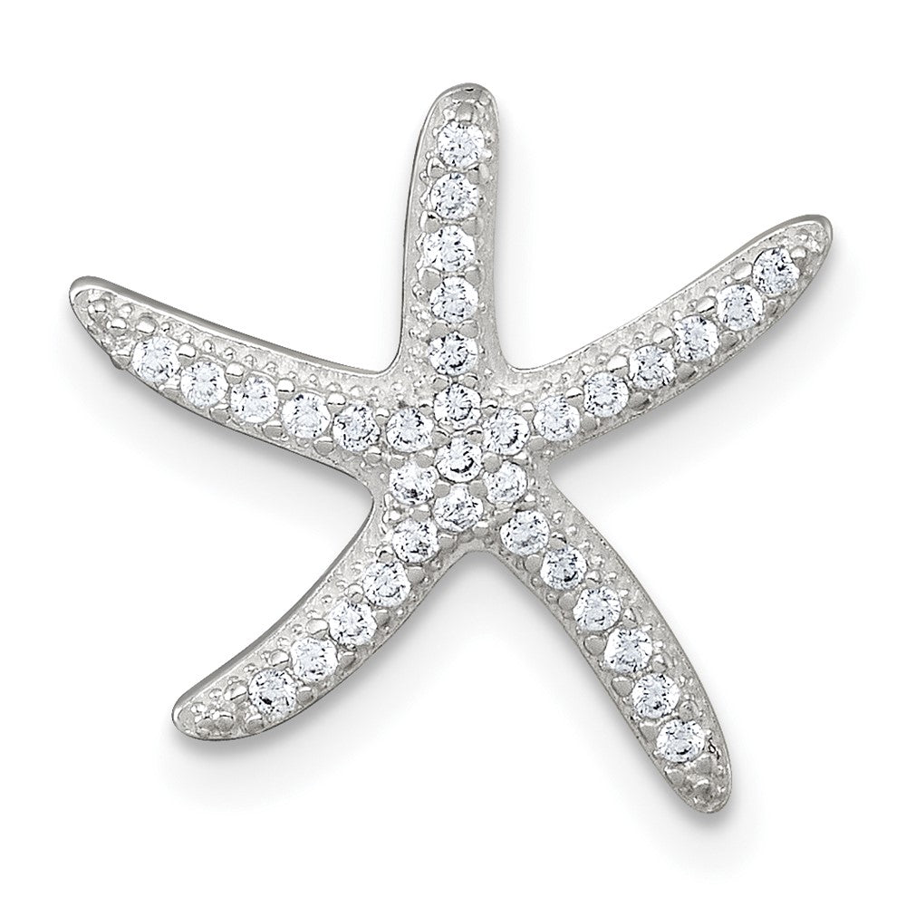 Sterling Silver Polished CZ Starfish Chain Slide Pendant QG7243P