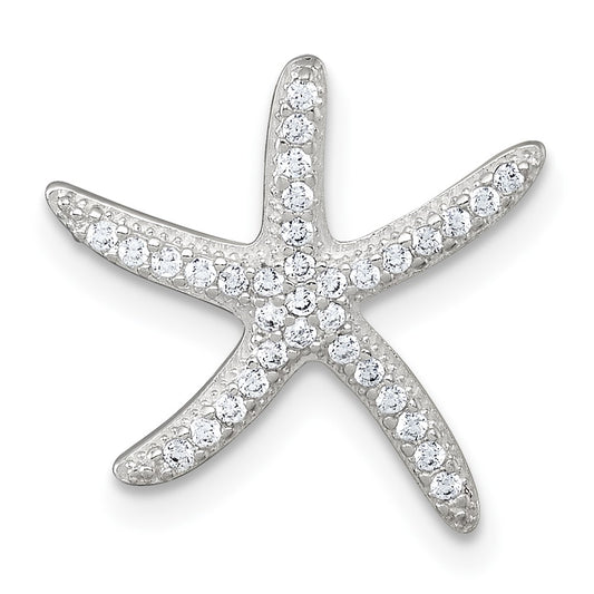 Sterling Silver Polished CZ Starfish Chain Slide Pendant QG7243P