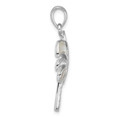 Sterling Silver Rhodium-plated Polished Mother of Pearl Palm Tree Pendant QG7244P