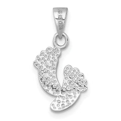 Sterling Silver Rhodium-plated Polished CZ Footprints Pendant QG7245P