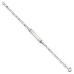 Sterling Silver Polished Figaro Link Childrens 6 Inch ID Bracelet QG7249-6