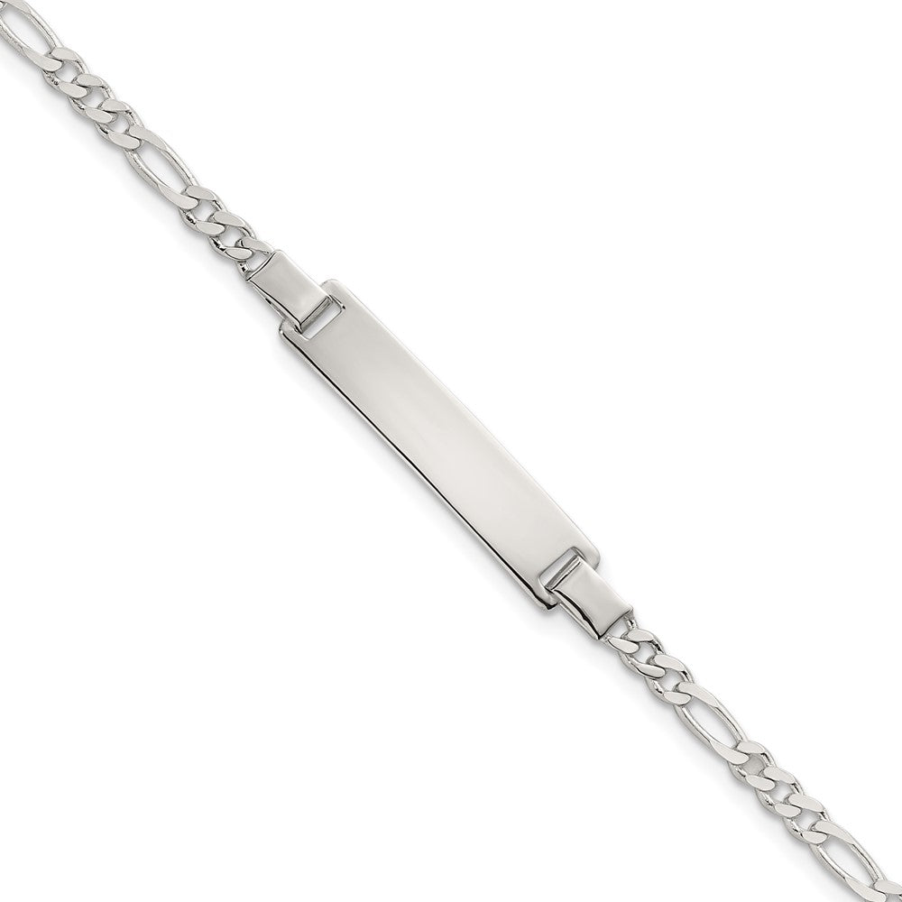 Sterling Silver Polished Figaro Link Childrens 6 Inch ID Bracelet QG7249-6