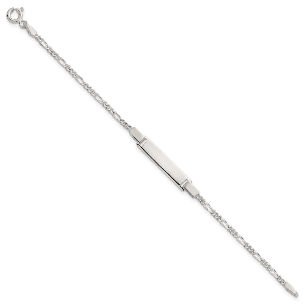 Sterling Silver Polished Figaro Link Childrens 6 Inch ID Bracelet QG7250-6