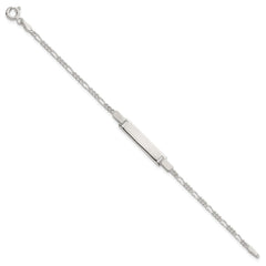 Sterling Silver Polished Figaro Link Childrens 6 Inch ID Bracelet QG7250-6