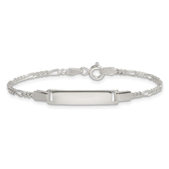 Sterling Silver Polished Figaro Link Childrens 6 Inch ID Bracelet QG7250-6
