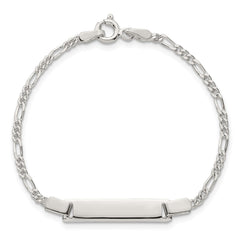 Sterling Silver Polished Figaro Link Childrens 6 Inch ID Bracelet QG7250-6