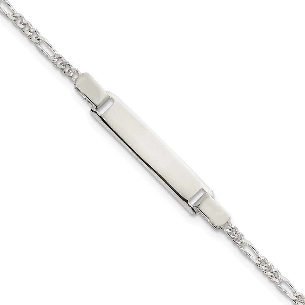 Sterling Silver Polished Figaro Link Childrens 6 Inch ID Bracelet QG7250-6