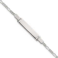 Sterling Silver Polished Figaro Link Childrens 6 Inch ID Bracelet QG7250-6
