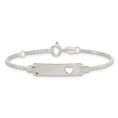 Sterling Silver Polished Cut-out Heart Box Link Childrens 5.5 inch with 0.5 inch Extension ID Bracelet QG7251-5.5