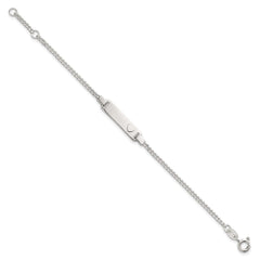 Sterling Silver Polished Raised Heart Curb Link Childrens 5.5 inch with 0.5 inch Extension ID Bracelet QG7252-5.5