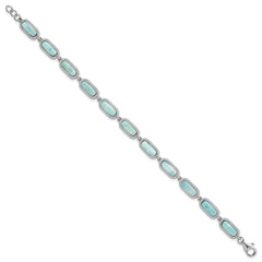 Sterling Silver Rhodium-plated Polished and Twisted Fancy Larimar 7.5 Inch with .25 Inch Extension Bracelet QG7281-7.5