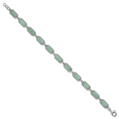 Sterling Silver Rhodium-plated Polished and Twisted Fancy Jade 7.5 Inch with .25 Inch Extension Bracelet QG7282-7.5