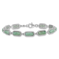 Sterling Silver Rhodium-plated Polished and Twisted Fancy Jade 7.5 Inch with .25 Inch Extension Bracelet QG7282-7.5