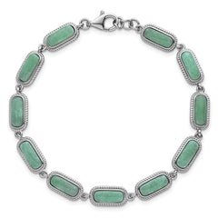 Sterling Silver Rhodium-plated Polished and Twisted Fancy Jade 7.5 Inch with .25 Inch Extension Bracelet QG7282-7.5