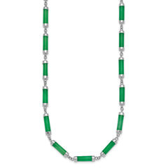Sterling Silver Rhodium-plated Polished Jade Bars 16.75 Inch with 0.5 Inch Extension Necklace QG7285-16.75