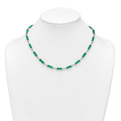 Sterling Silver Rhodium-plated Polished Jade Bars 16.75 Inch with 0.5 Inch Extension Necklace QG7285-16.75