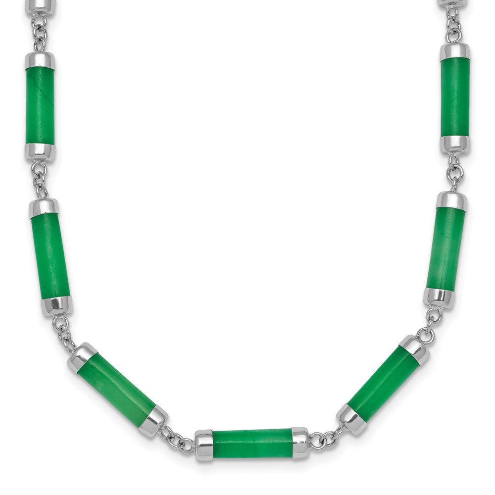 Sterling Silver Rhodium-plated Polished Jade Bars 16.75 Inch with 0.5 Inch Extension Necklace QG7285-16.75