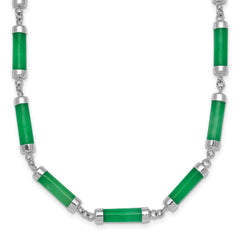 Sterling Silver Rhodium-plated Polished Jade Bars 16.75 Inch with 0.5 Inch Extension Necklace QG7285-16.75