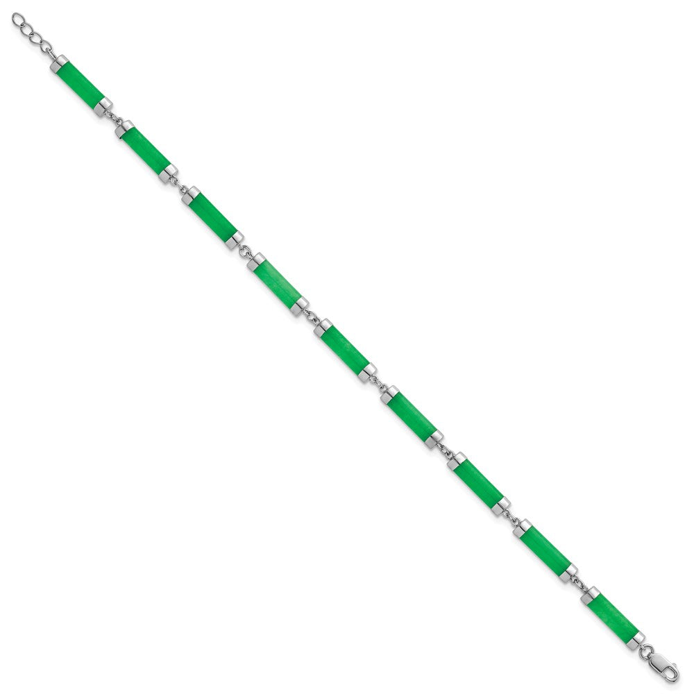 Sterling Silver Rhodium-plated Polished Jade Bars 8 Inch Bracelet QG7285-8