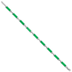 Sterling Silver Rhodium-plated Polished Jade Bars 8 Inch Bracelet QG7285-8