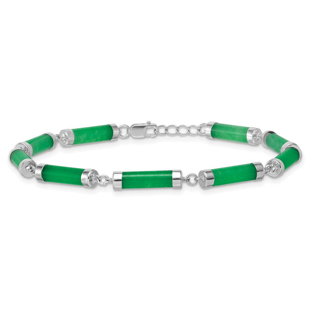 Sterling Silver Rhodium-plated Polished Jade Bars 8 Inch Bracelet QG7285-8