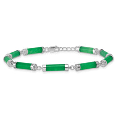 Sterling Silver Rhodium-plated Polished Jade Bars 8 Inch Bracelet QG7285-8