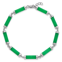 Sterling Silver Rhodium-plated Polished Jade Bars 8 Inch Bracelet QG7285-8