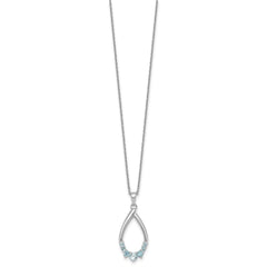 Sterling Silver Rhodium-plated Polished Swiss Blue Topaz Teardrop 16 Inch with 2 Inch Extension Necklace QG7289BT-16