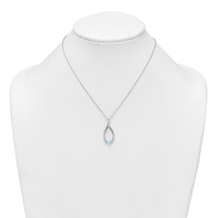 Sterling Silver Rhodium-plated Polished Swiss Blue Topaz Teardrop 16 Inch with 2 Inch Extension Necklace QG7289BT-16