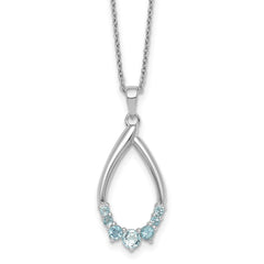 Sterling Silver Rhodium-plated Polished Swiss Blue Topaz Teardrop 16 Inch with 2 Inch Extension Necklace QG7289BT-16
