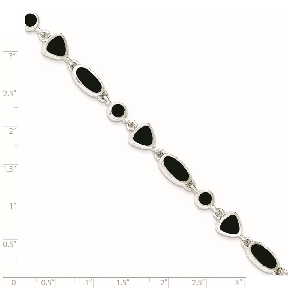 Sterling Silver Rhodium-plated Onyx Bracelet QG912-8