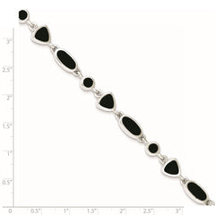Sterling Silver Rhodium-plated Onyx Bracelet QG912-8