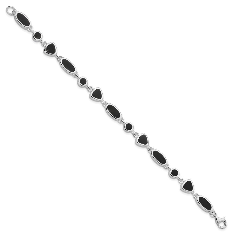 Sterling Silver Rhodium-plated Onyx Bracelet QG912-8