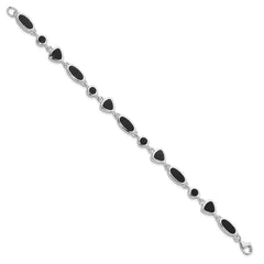 Sterling Silver Rhodium-plated Onyx Bracelet QG912-8