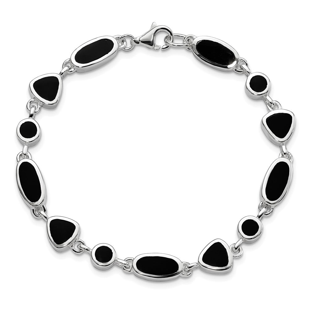 Sterling Silver Rhodium-plated Onyx Bracelet QG912-8