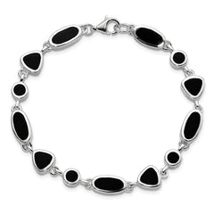 Sterling Silver Rhodium-plated Onyx Bracelet QG912-8