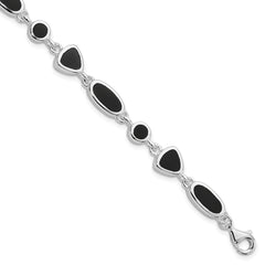 Sterling Silver Rhodium-plated Onyx Bracelet QG912-8