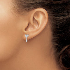 QGK127 Sterling Silver Madi K Rhodium-plated Polished CZ Heart Children's Post Dangle Earrings