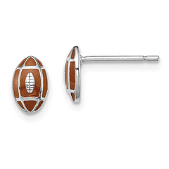 QGK150 Sterling Silver Madi K Rhodium-plated Polished Brown Enameled Football Children's Post Earrings