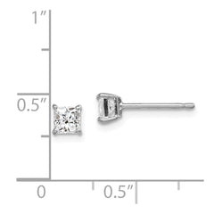 QGK162 Sterling Silver Madi K Rhodium-plated Polished 4mm Square CZ Children's Stud Earrings