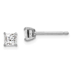 QGK162 Sterling Silver Madi K Rhodium-plated Polished 4mm Square CZ Children's Stud Earrings