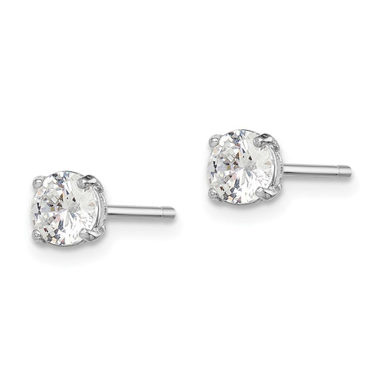 QGK168 Sterling Silver Madi K Rhodium-plated 5mm Round CZ Children's Stud Earrings
