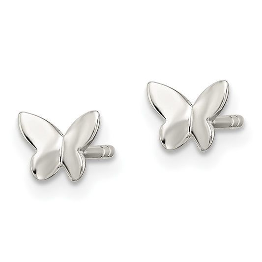 QGK175 Sterling Silver Madi K Polished Butterfly Children's Post Earrings