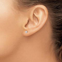 QGK177 Sterling Silver Madi K RH-plated CZ Flower Children's Post Earrings