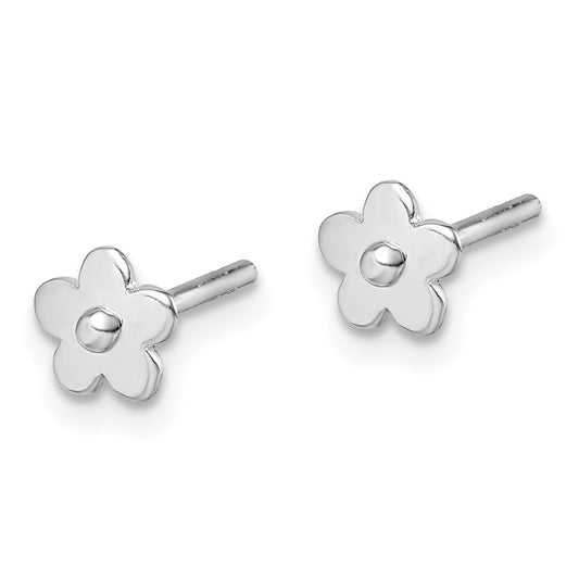 QGK179 Sterling Silver Madi K RH-plated Flower Children's Post Earrings