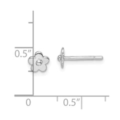 QGK179 Sterling Silver Madi K RH-plated Flower Children's Post Earrings