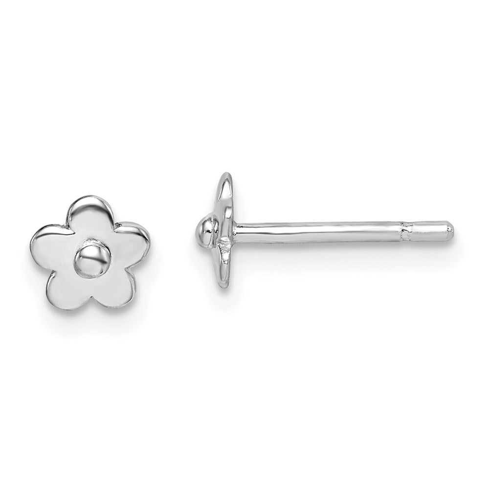 QGK179 Sterling Silver Madi K RH-plated Flower Children's Post Earrings